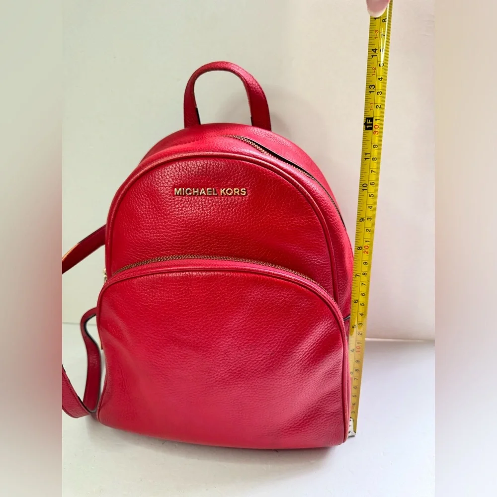 Michael Kors Backpack Abbey Medium Bag Red Pebbled Leather